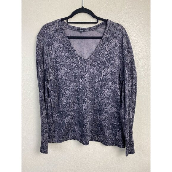 Rails Sami Charcoal Snakeskin Long sleeve Top Womens size Large Cotton Modal - Picture 1 of 12